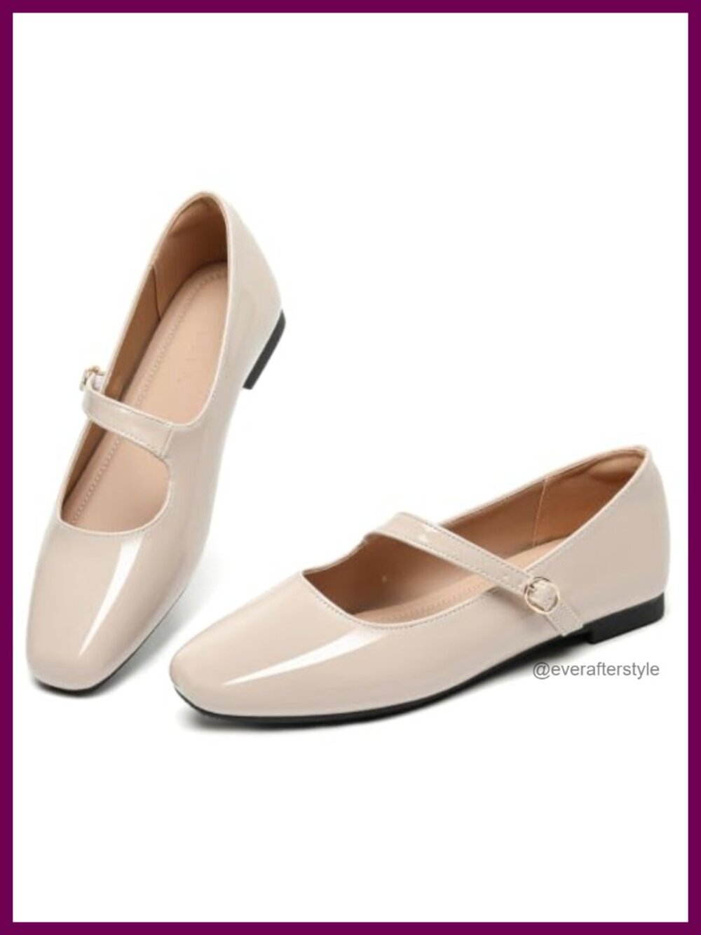 Mary Jane Ballet Flats Square Toe Memory Foam Comfort Dress Shoes